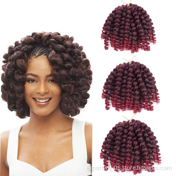 Wholesale Wand Curl Crochet Braid Hair Extensions Curly Wand Braiding Hair Curler 8inch Synthetic Fiber Ombre Color Black Blonde